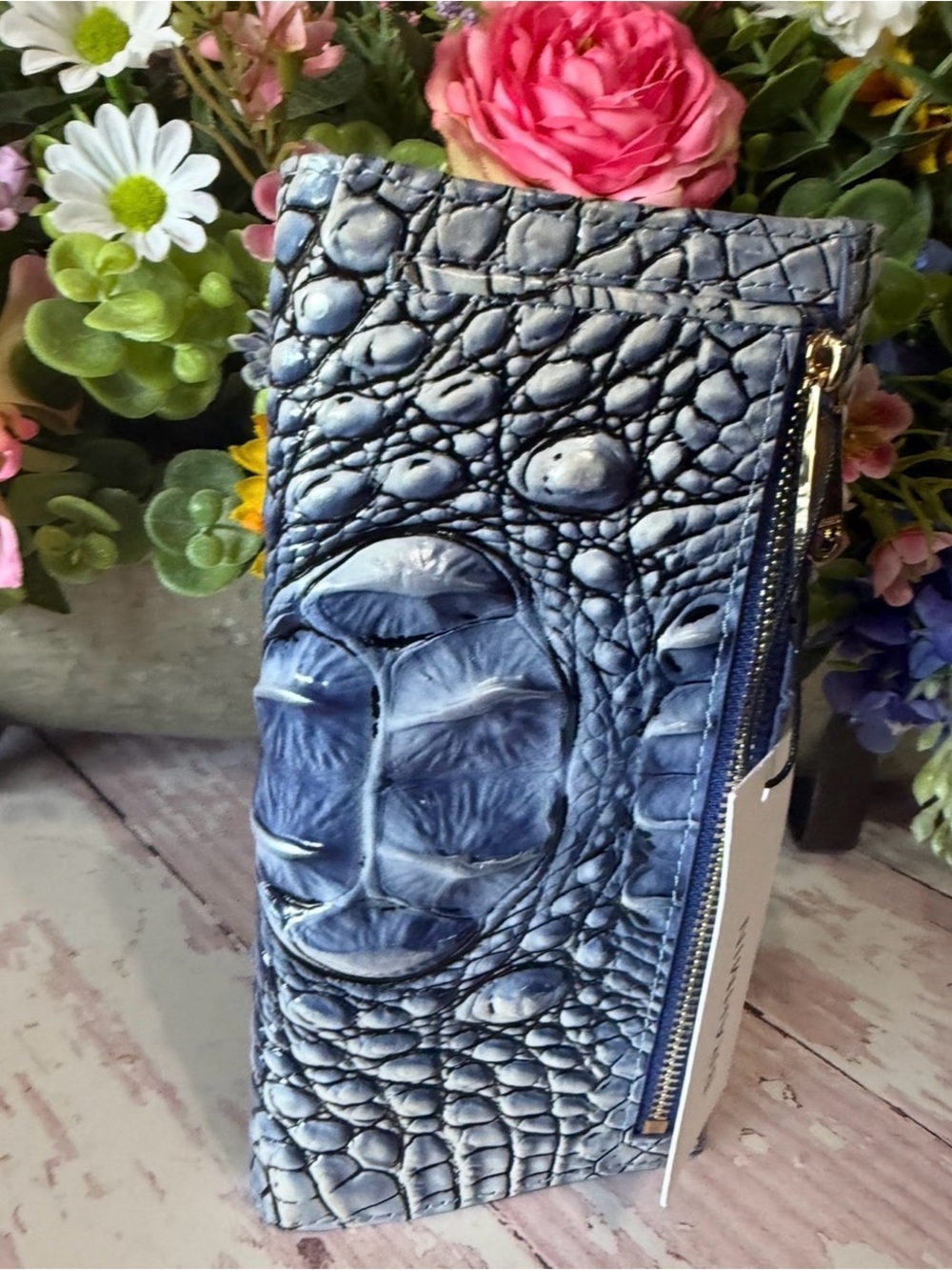 FIRM ~~~Brahmin Bell Bottom Blue Ombre Cordelia Trifold Leather Wallet NWT